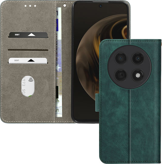 Avizar Hülle Huawei Nova 12i Gebürstete Effekt Wallet Stand Dunkelgrün