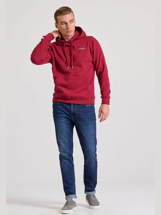 Funky Buddha Men's Sweatshirt with Hood and Pockets Burgundy