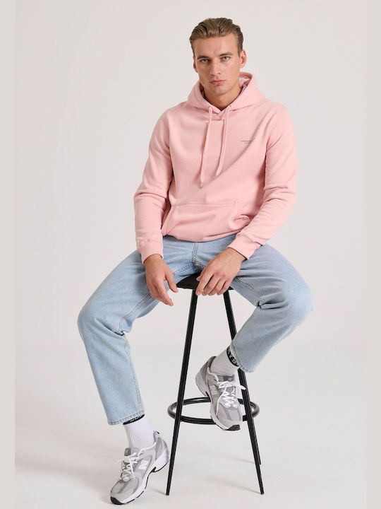 Funky Buddha Herren Sweatshirt mit Kapuze und Taschen Rosa