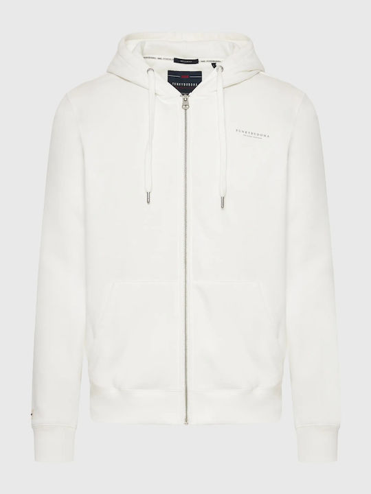 Funky Buddha Men's Sweatshirt Jacket with Hood and Pockets White