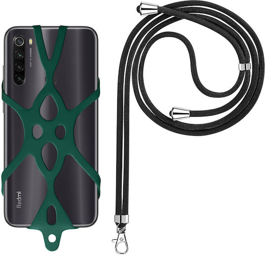 Universal Smartphone Cord Silicone Extendable Adjustable 90cm Dark Green