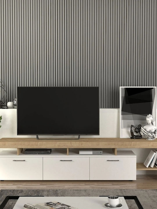 TV-Ständer Acnes Weiß - Sapphire Eiche M220xT40xH52cm