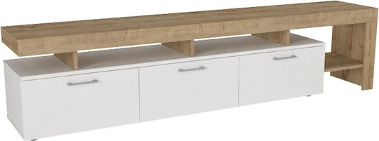 Елемент За Телевизор Acnes Бял - Сапфирен Дъб М220xД40xВ52cm