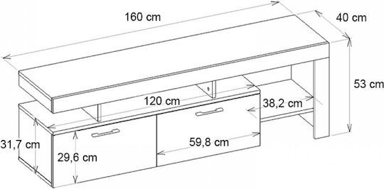 TV-Ständer Acnes Schwarz - Kauri M160xT40xH53cm