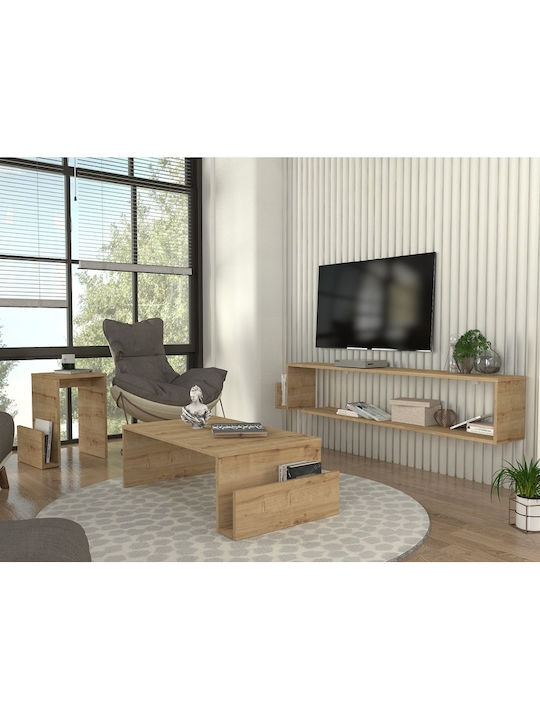 Έπιπλο Τηλεόρασης Regnar από Μέταλλο & Ξύλο Sapphire Oak Μ168.6xΠ25xΥ31.8cm
