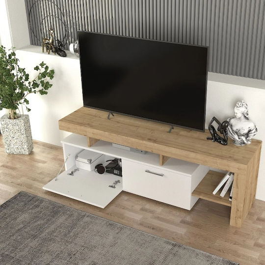 Έπιπλο Τηλεόρασης Acnes Λευκό - Sapphire Oak Μ160xΠ40xΥ53cm