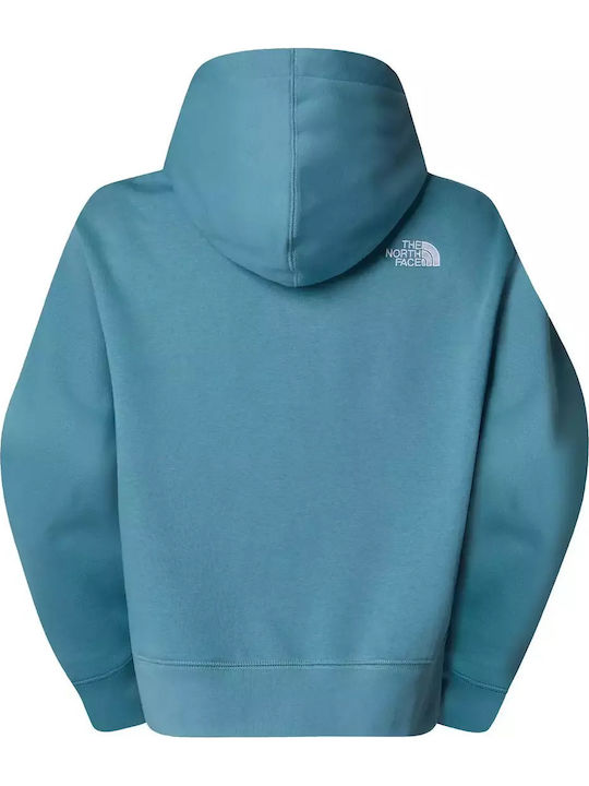 Cropped Γυναικείο Φούτερ με Κουκούλα Turquoise