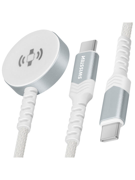 Swissten Magnetic Charger Cable for Apple Watch and Usb-c Usb-c Connector White