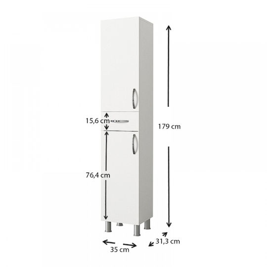 Megapap Selina Floor Bathroom Column Cabinet L35xD31xH179cm Gray