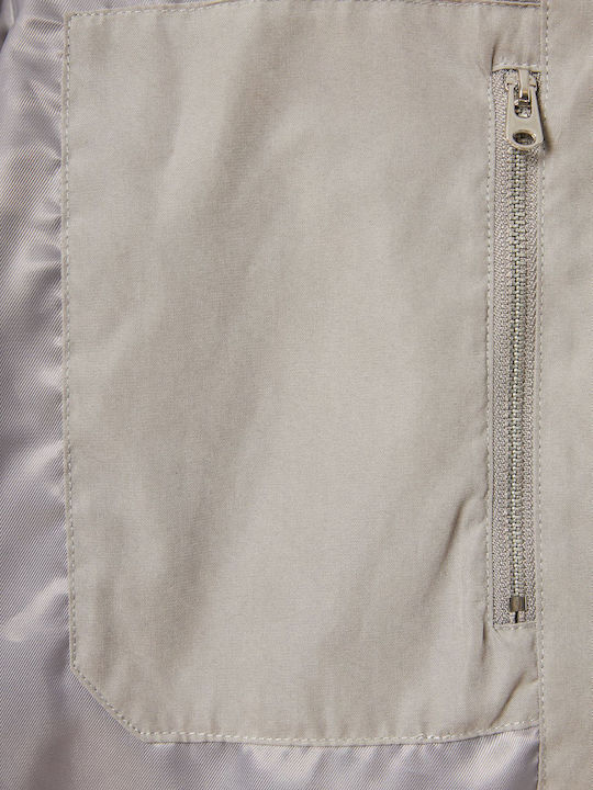 Women's Short Puffer Jacket for Winter with Hood Gray