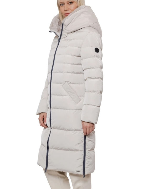 Rino&Pelle Women's Long Puffer Jacket for Winter with Hood Beige