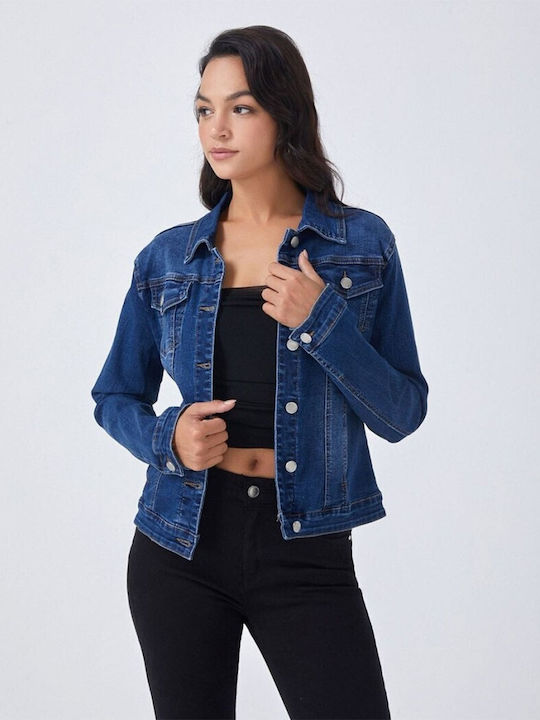 Women's Short Jean Jacket for Spring or Autumn Blue