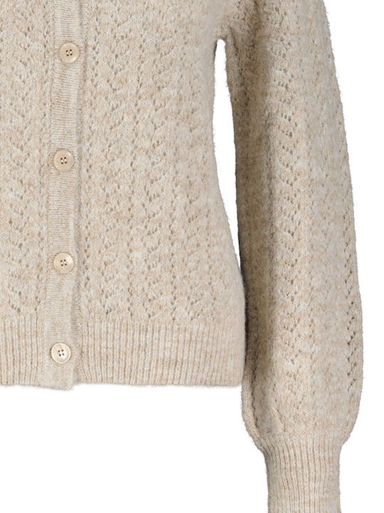 Red Button Women's Knitted Cardigan Beige