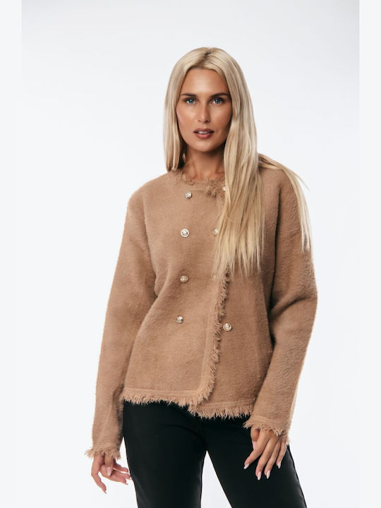 Women's Cardigan with Buttons Beige