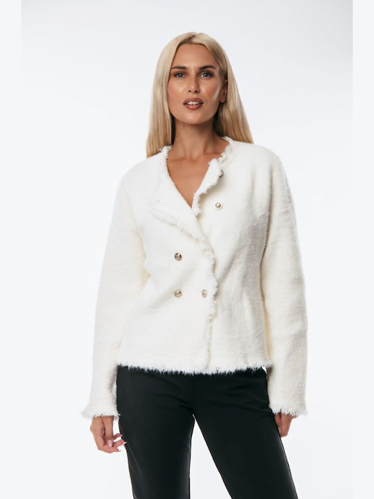 Women's Cardigan with Buttons White
