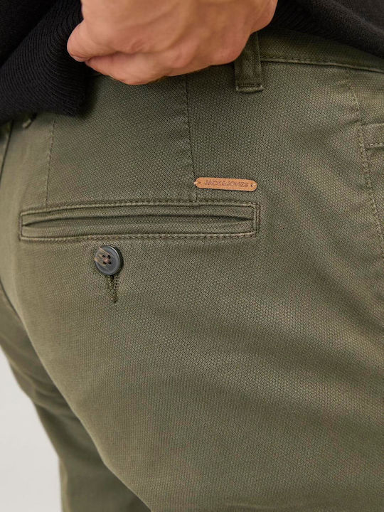 Trousers Chino Elastic in Slim Fit Olive Night (khaki)