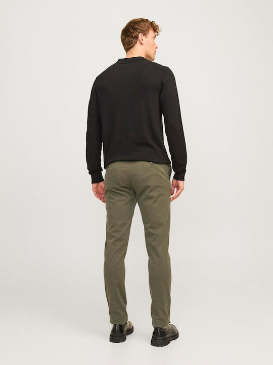 Trousers Chino Elastic in Slim Fit Olive Night (khaki)