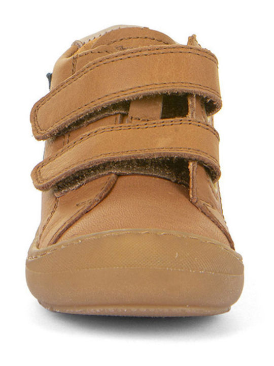 Anatomisch Lederne Kinderstiefeletten mit Klettverschluss Tabac Braun