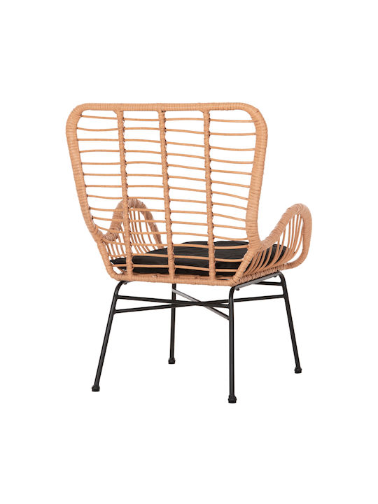 Fotoliu de exterior Rattan Allegra Beige-Black cu pernă 66x59x90cm