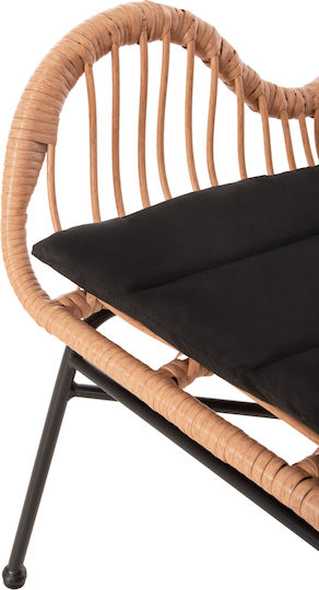 Outdoor Armchair Rattan Allegra Beige-black with Cushion 66x59x90cm