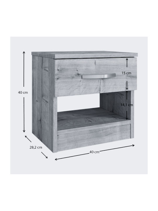 Κομοδίνο Lube Ξύλινο Μαύρο 40x28.2x40cm