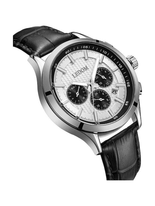 Le Dom Men's Watch 42mm Battery with Black Leather Strap