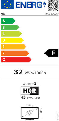 MSI MAG 32CQ6F VA HDR Monitor 31.5" QHD 2560x1440 180Hz με Χρόνο Απόκρισης 0.5ms GTG