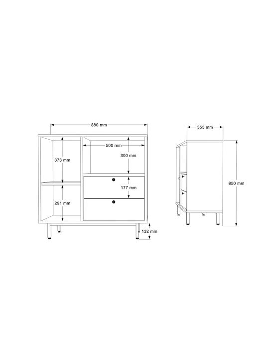 Glasgow Επιδαπέδιο Ντουλάπι Φυσικό/φυστικί 88x35.5x85εκ.