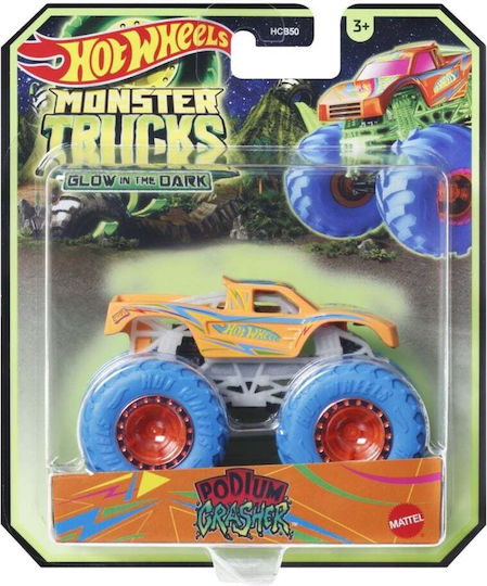 Hot Wheels Monster Truck Mașină Podium Crasher cu Strălucire în Întuneric, Scară 1:64