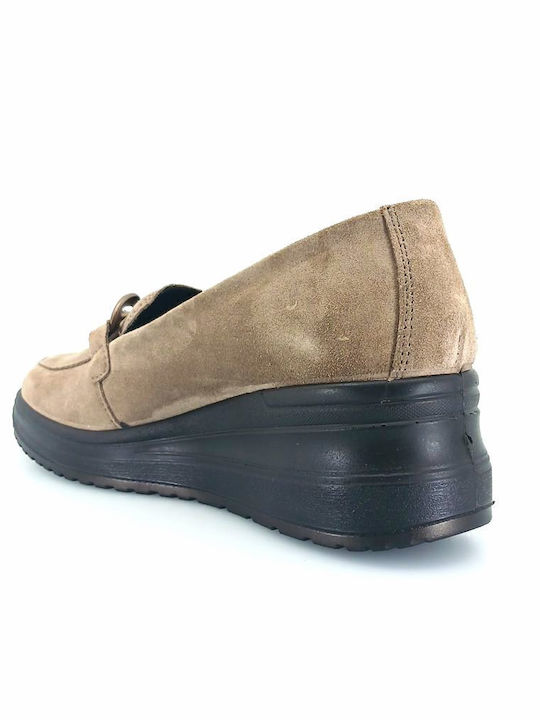 Leather Women's Moccasins in Brown Color