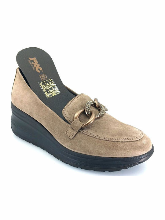 Leather Women's Moccasins in Brown Color