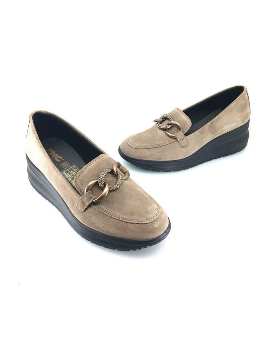 Leather Women's Moccasins in Brown Color