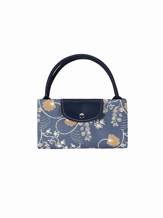 Signare Jane Austen Blue Γυναικεία Τσάντα Shopper Ώμου Μπλε