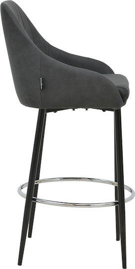 Scaune Bar cu spătar Tapițat cu Țesătură Patrin Anthracite, Black Shade 49x48x43buc