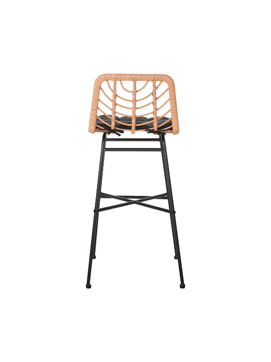 Hocker für Bar Für den Außenbereich Rattan Gerald mit Kissen Black, Beige 1Stück 49x50x101cm