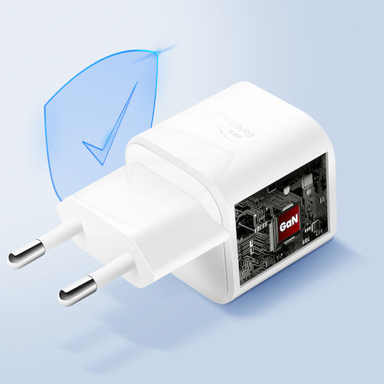 Swissten Φορτιστής Χωρίς Καλώδιο GaN με 2 Θύρες USB-C 20W Power Delivery Λευκός (22070500)