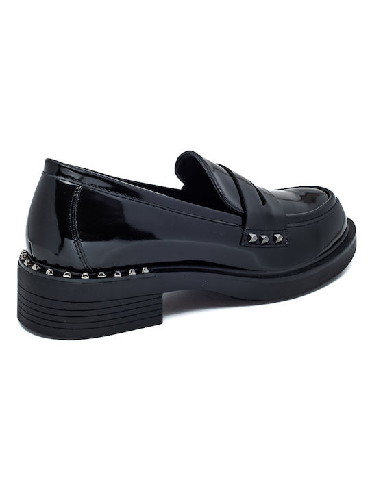 Laura Virgili Patent Leather Women's Moccasins in Black Color