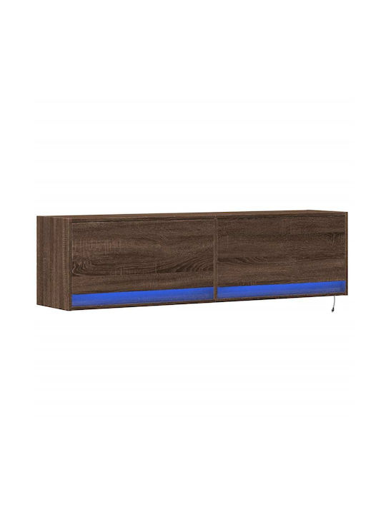 TV Stand Wooden with LED Lighting Brown Oak L140xW31xH38cm