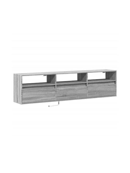 TV Stand Wooden with LED Lighting Grey Sonoma L180xW31xH45cm