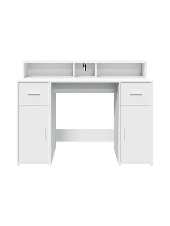 Γραφείο Ξύλινο Λευκό με LED & USB θύρες 120x55x91εκ.