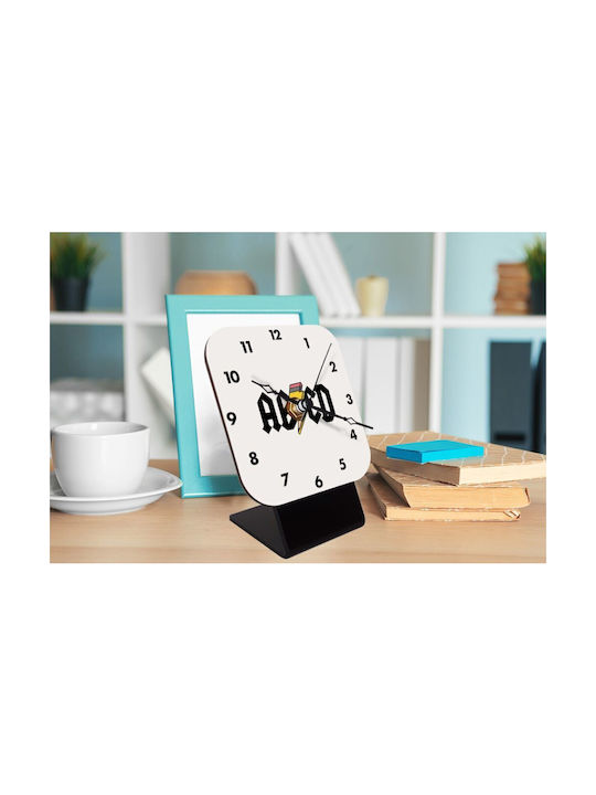 Abcd Wooden Tabletop Clock with Hands 10cm