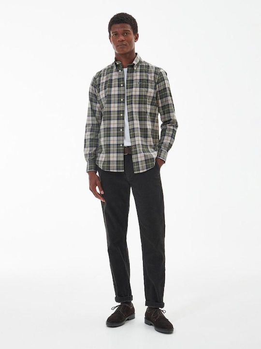 Long-sleeved Cotton Shirt Checked Green