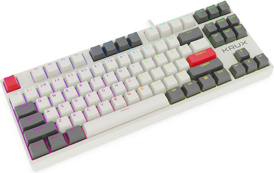Krux PRO RGB Гейминг Механична Клавиатура с Gateron Yellow Превключватели и RGB Осветление Английски (САЩ) Бяла