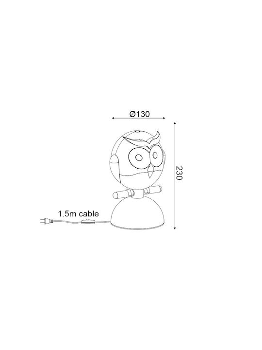 Aca Kids Portable Lamp Κουκουβάγια Brown 13x13x23εκ.