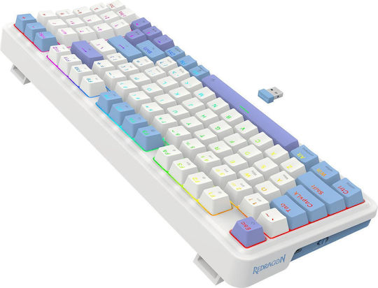 Redragon K664WBP-RGB-PRO Ασύρματο Gaming Μηχανικό Πληκτρολόγιο με Cherry MX Red διακόπτες και RGB φωτισμό (Αγγλικό US) Λευκό