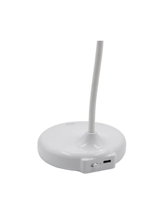 Keskor Rechargeable LED Office Lamp with Flexible Arm in White Color