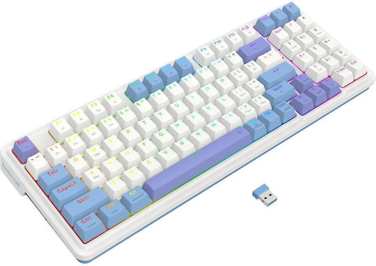 Redragon K664WBP-RGB-PRO Ασύρματο Gaming Μηχανικό Πληκτρολόγιο με Cherry MX Red διακόπτες και RGB φωτισμό (Αγγλικό US) Λευκό