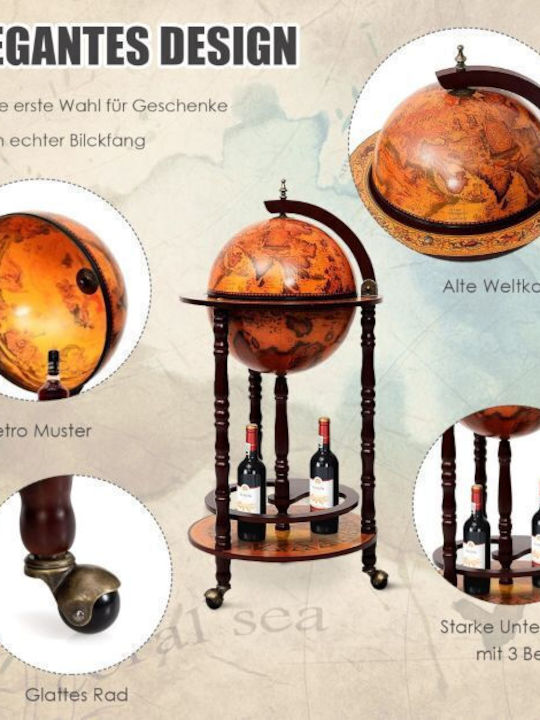 Wooden Globe Bar Wine Cabinet 88 Cm X 45 Cm X 45 Cm Costway Hw47195