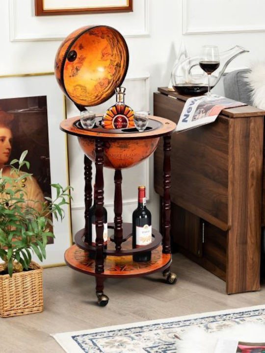 Wooden Globe Bar Wine Cabinet 88 Cm X 45 Cm X 45 Cm Costway Hw47195