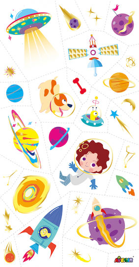 Bunte Weltraum-Themen-Tattoos für Kinder